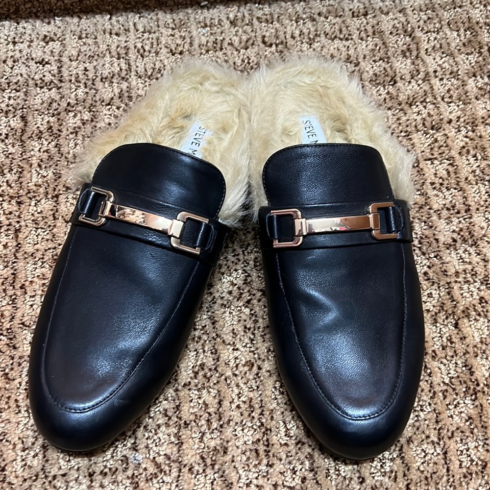 Steve Madden Leather Faux Fur Lined Mule size 9.5